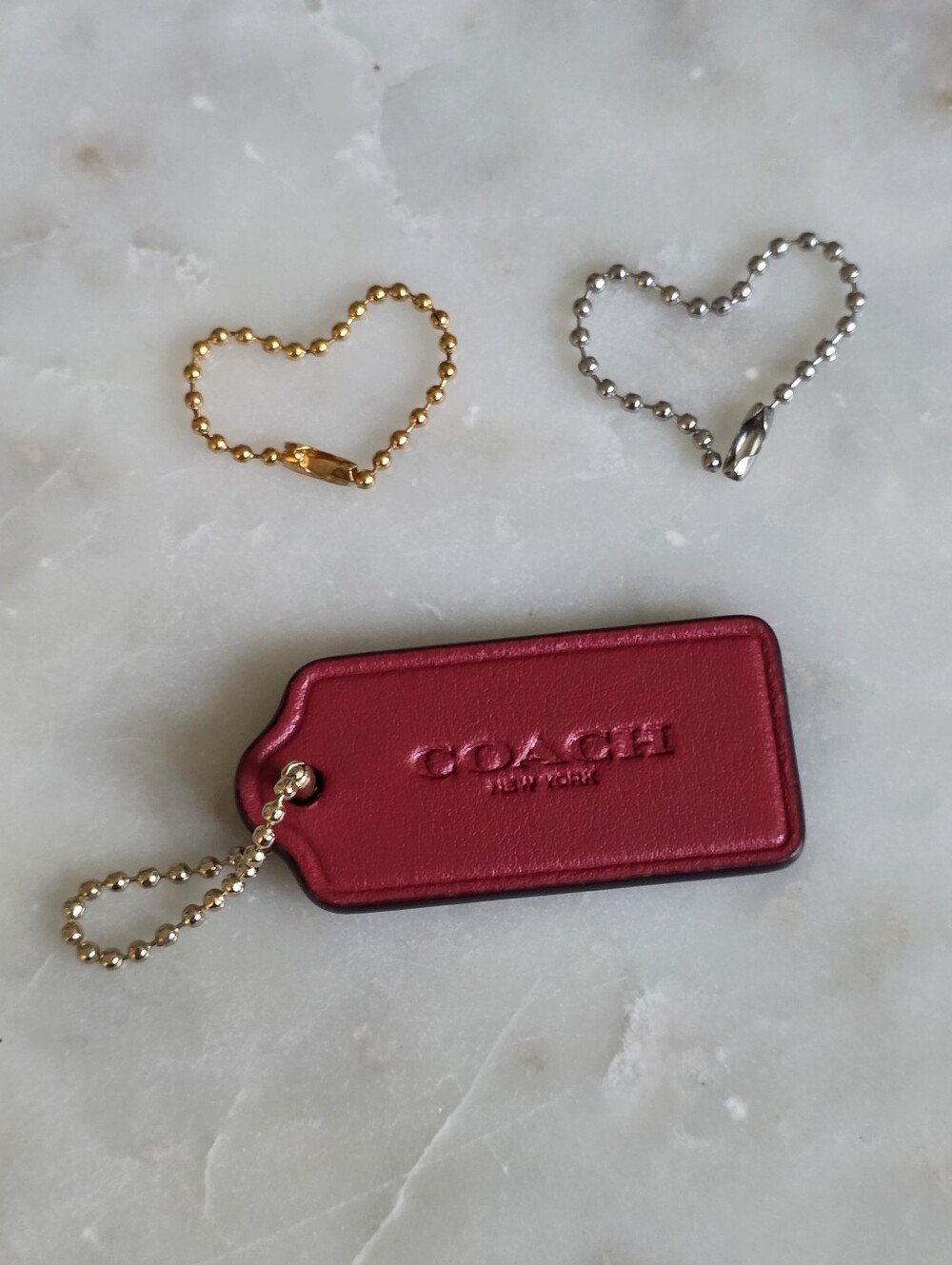 Coach Hotpink/Magenta Leather Hangtag with Gold Chain